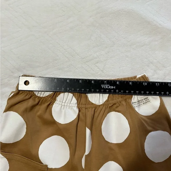 Sou Sou Pants Size M Brown Polka Dots Straight Leg Elastic Waist Japan Modern - Picture 6 of 8